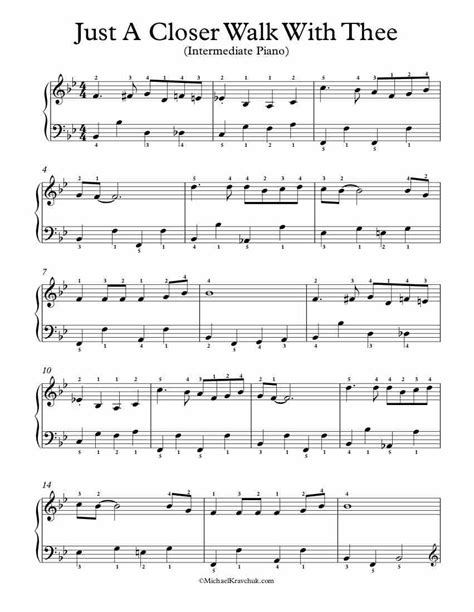 Free Piano Arrangement Sheet Music – Just A Closer Walk With Thee – Michael Kravchuk