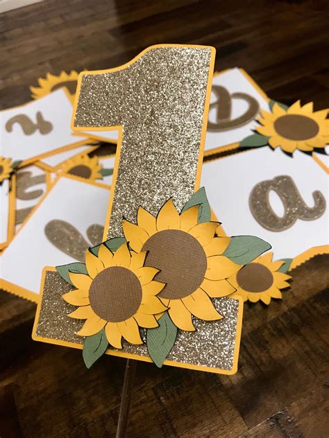 Sunflower birthday, fall birthday, fall floral banner, sunflower cake topper, high chair banner ...