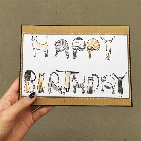 Handmade Birthday Card / Cat Birthday Card / Happy Birthday Card ...