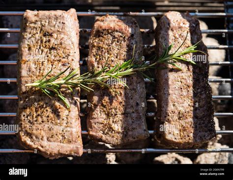 Rosemary lamb steaks with garlic Stock Photo - Alamy