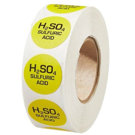 Sulfuric Acid Yellow Color Coded Sample Labels {H2SO4} (1000/Roll)