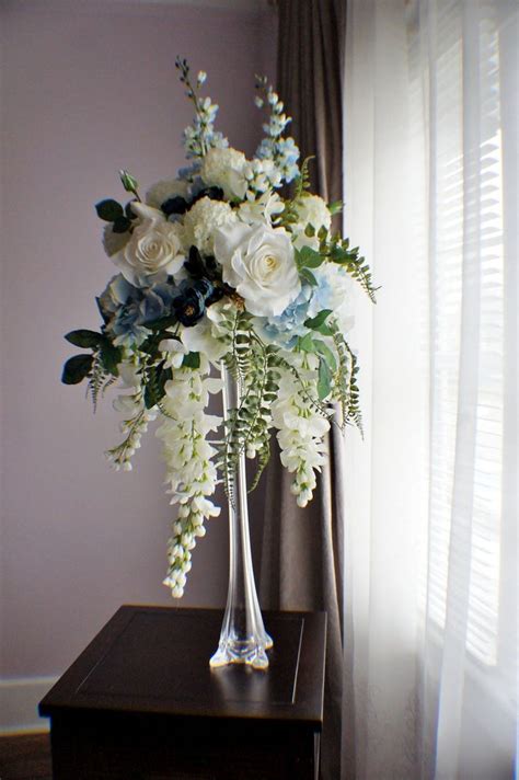 Extra Large Wedding Centerpiece, Cascading Centerpiece, Silk Wedding Flowers, Roses, Hydrangea ...