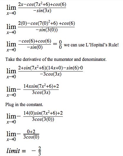 L'Hopital's Rule - Calculus 1 Overview Study Guide