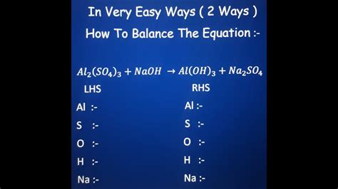 Balance the equation Al2(SO4)3 + NaOH ---》Al(OH)3 + Na2SO4 - YouTube