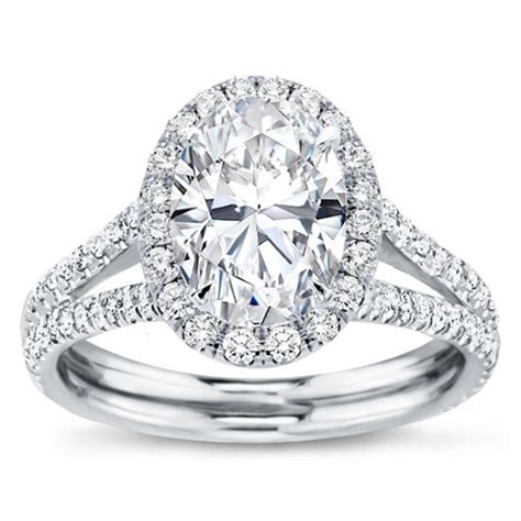 Oval Halo Split Shank Engagement Rings