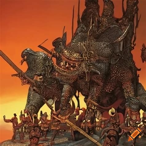 Illustration of haradrim army with mumakil