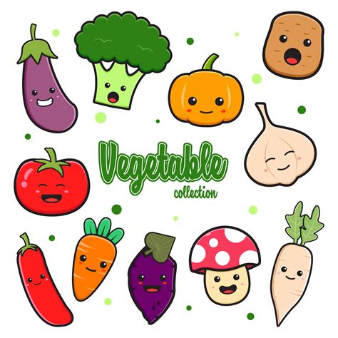 Set collection of cute vegetable cartoon doodle clip art illustration 3429703 Vector Art at Vecteezy