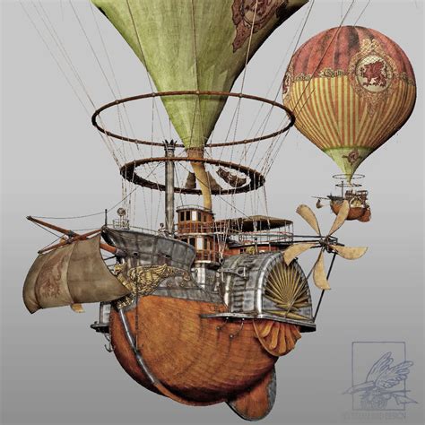 steampunk steam airship 3d 3ds