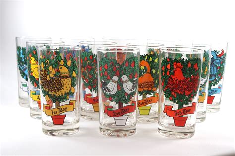 Twelve Days of Christmas Drinking Glasses, Complete Set 12 Days Tumblers, Christmas Gift ...