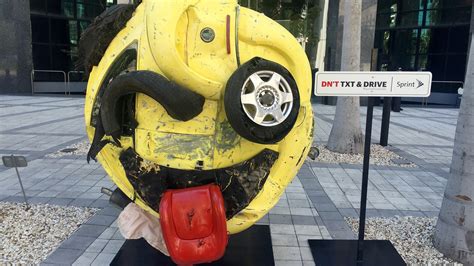 Sprint Turned a Wrecked Car Into a Mangled Emoji for This 'Don't Text and Drive' Sculpture