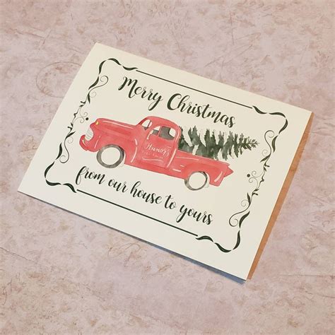 Old Red Truck Note Cards Christmas Cards Merry Christmas | Etsy