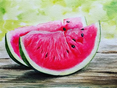 Watermelon Slices Original Watercolor Painting Handmade Art | Etsy