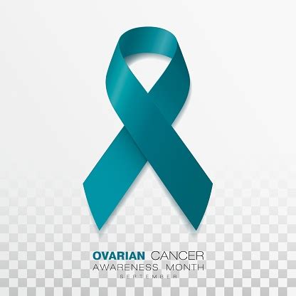 Ovarian Cancer Awareness Month Teal Color Ribbon Isolated On Transparent Background Vector ...