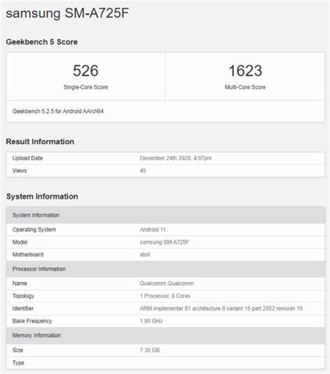 Samsung Galaxy A72 4G specifications leaked: Snapdragon 720G SoC, 8GB ...