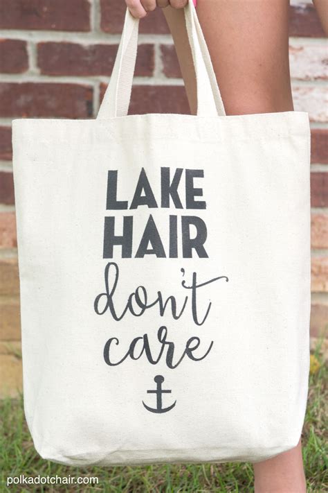 DIY Stenciled Tote Bag; Lake Hair Don't Care - The Polka Dot Chair