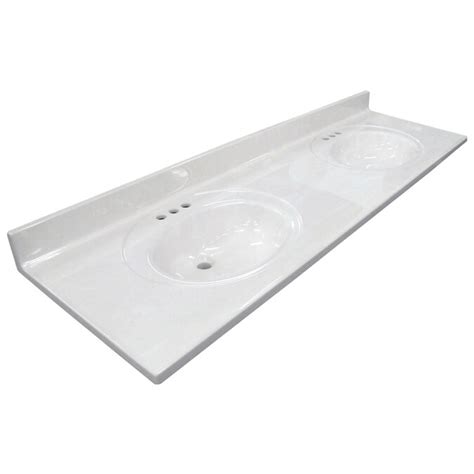 US Marble Ambassador 73-in White On White Cultured Marble Bathroom ...