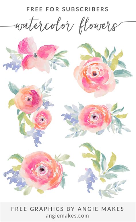 Free Watercolor Flowers Clip Art | angiemakes.com