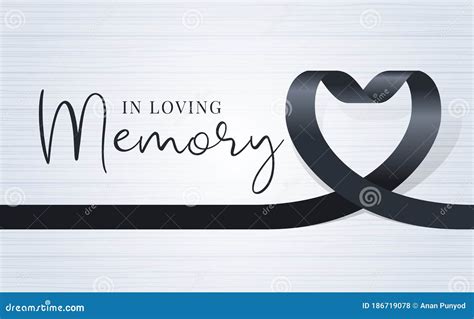 In Loving Memory Text and Black Heart Ribbon Sign on Soft Light Wood Texture Background Vector ...