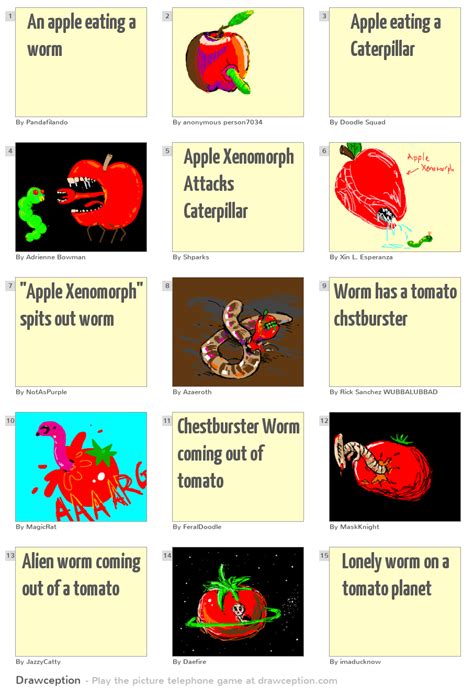 An apple eating a worm - Drawception