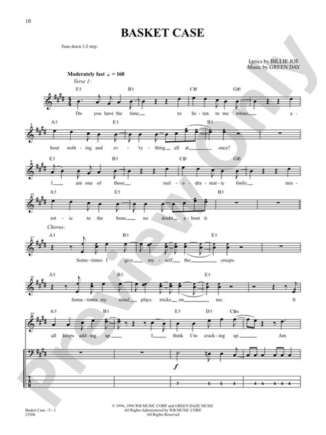 Basket Case: Bass Guitar: Green Day - Digital Sheet Music Download