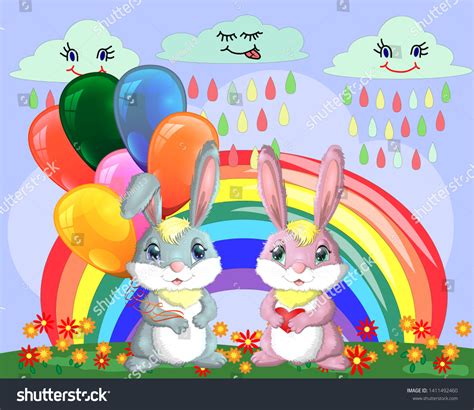 Cute Cartoon Bunny Armful Balls Bunny Stock Illustration 1411492460 | Shutterstock