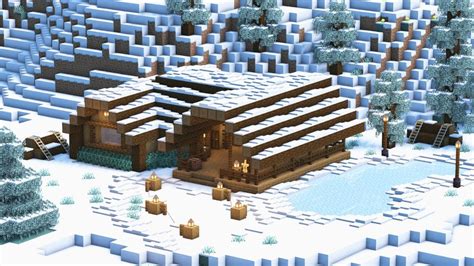 Minecraft Tutorial: How To Build an Ice Rink Bar | Snowy Taiga Biome 🦌 | Cute minecraft houses ...