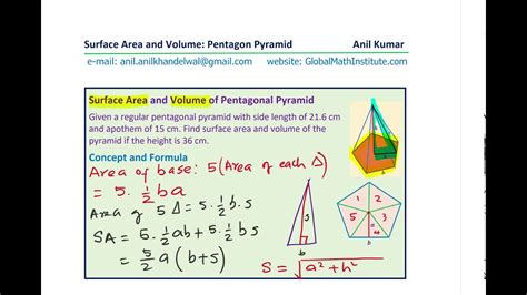 Pentagonal Pyramid Surface Area and Volume Formula Derivation MPM1D ...