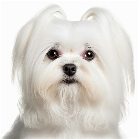 Encantador adorable retrato de perro maltés sobre fondo blanco aislado | Foto Premium