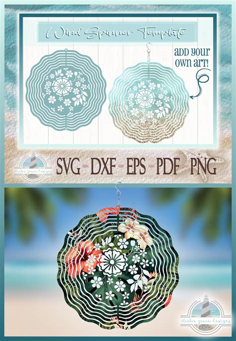 Floral Wind Spinner SVG Template Windspinner SVG Hanging Wind Spinners for Outdoors Template ...