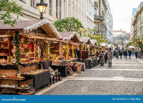 Budapest, Hungary - December 2017: Christmas Market in Front of Editorial Stock Image - Image of ...