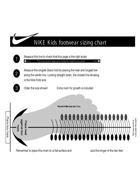 Printable Shoe Size Chart Youth