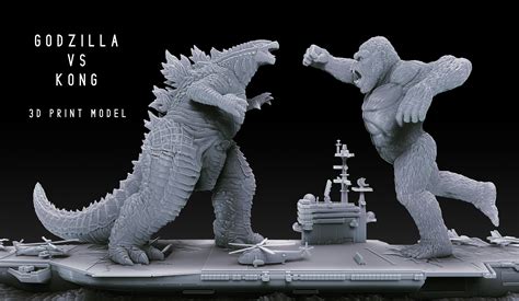 3D file Godzilla vs Kong Diorama Monsterverse 🐒 ・3D print design to download・Cults