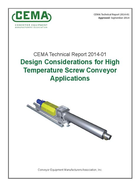 CEMA Technical Report 2014 01 Design Considerations For High Temperature Screw Conveyor ...