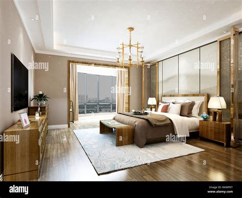 3d render modern luxury hotel room Stock Photo - Alamy