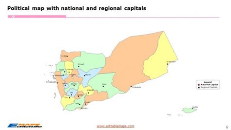 Yemen Map with 21 Governorates and one Municipality - Editable PowerPoint Maps