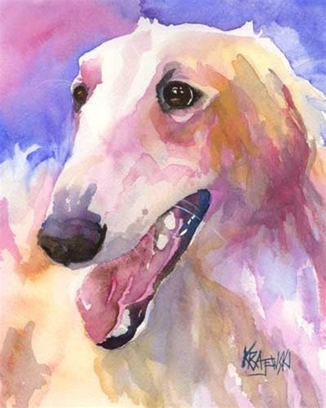 Borzoi Art Print of Original Watercolor Painting 8x10 Dog | Etsy