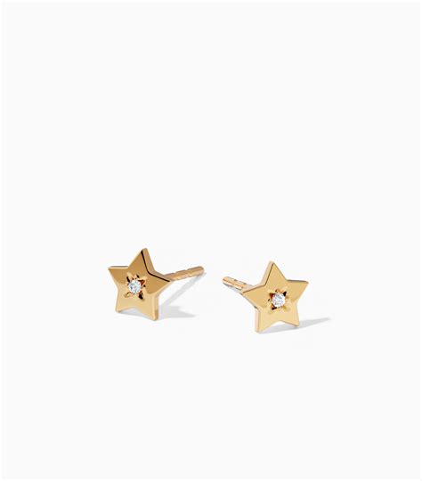 18k Gold Star Diamond Stud Earrings | Varudai