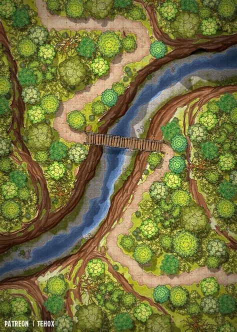 A Bridge in the Forest (25x35 battlemap) - battlemaps | Dungeon maps ...