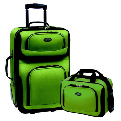 U.S. Traveler – RIO 2-Piece Expandable Carry-On Luggage Set in Green