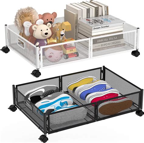 Under Bed Storage Containers Under the Bed Storage with Wheels Rolling Drawers Shoe Organizer ...