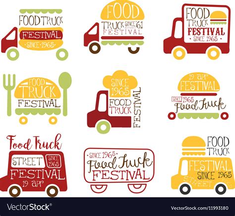 Food truck cafe street promo signs collection Vector Image