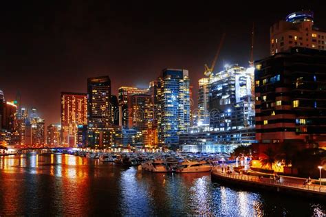 Stunning View of Dubai Marina at Night Editorial Stock Photo - Image of ...