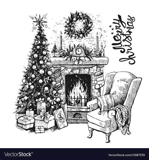 How To Draw A Fireplace For Christmas