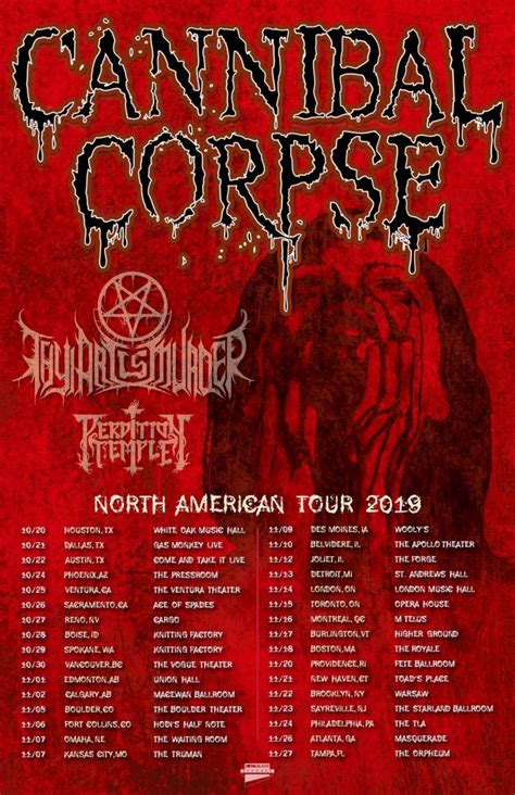 Cannibal Corpse Us Tour 2024 - Afton Ardenia