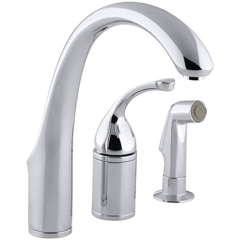 KOHLER Forte Single-Handle Standard Kitchen Faucet with Side Sprayer in ...