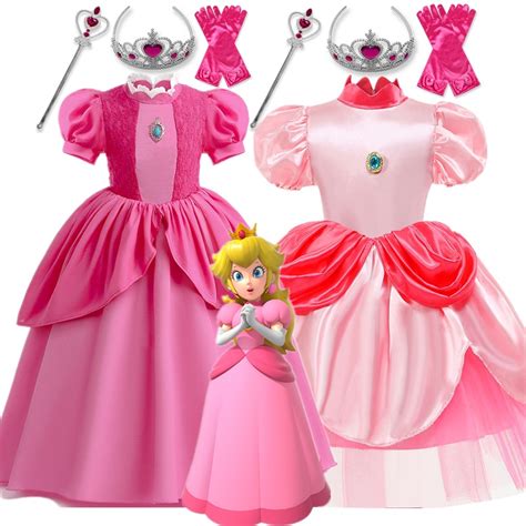 WFRV 2023 New Peach Princess Dress Cosplay Girls Clothes Super Mario ...