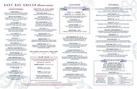 Menu of East Bay Grille in Plymouth, MA 02360