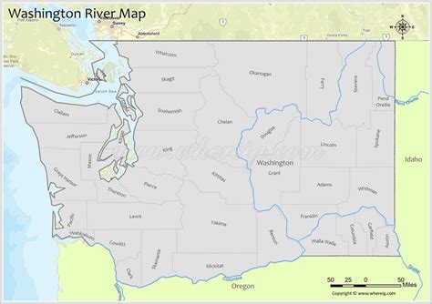 Washington River Map, Rivers & Lakes in Washington (PDF) - Whereig.com