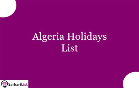 Algeria Holidays List 2022, 2023 & 2024 - National Holidays List