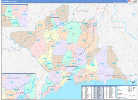 New Haven County, CT Wall Map Color Cast Style by MarketMAPS - MapSales